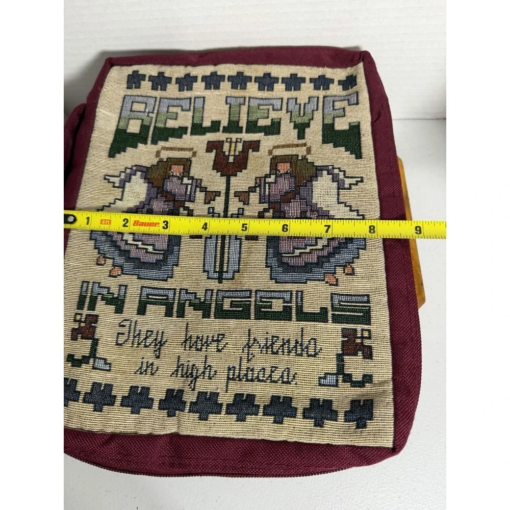 Believe Angels Religious Bible Cover w/ Zipper Cross Pull Prayer Quilt‎ Included